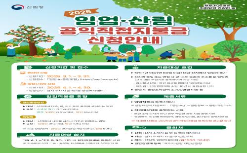 2025년 임업직불금 방문 신청 서두르세요